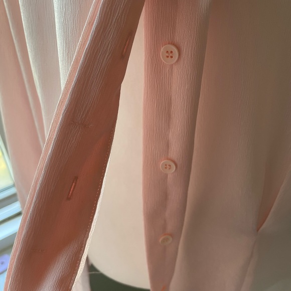 Women’s Vintage Evan Picone Pink Long Sleeve Front Tie Blouse - Picture 2 of 3